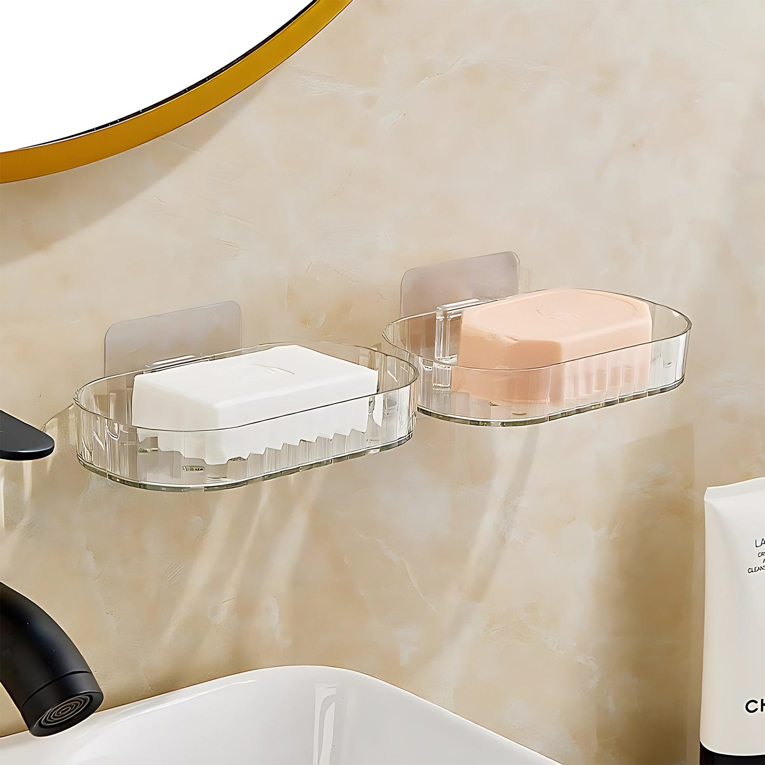 Self Adhesive Transparent Wall Mounted Soap Dish Holder (2 Pc) Self Adhesive Transparent Wall Mounted Soap Dish Holder (2 Pc)